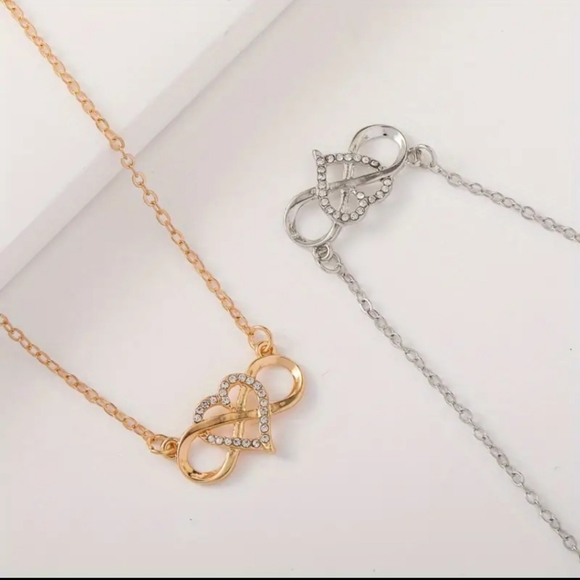 Infinity Heart Rhinestone Necklace - Picture 5 of 5
